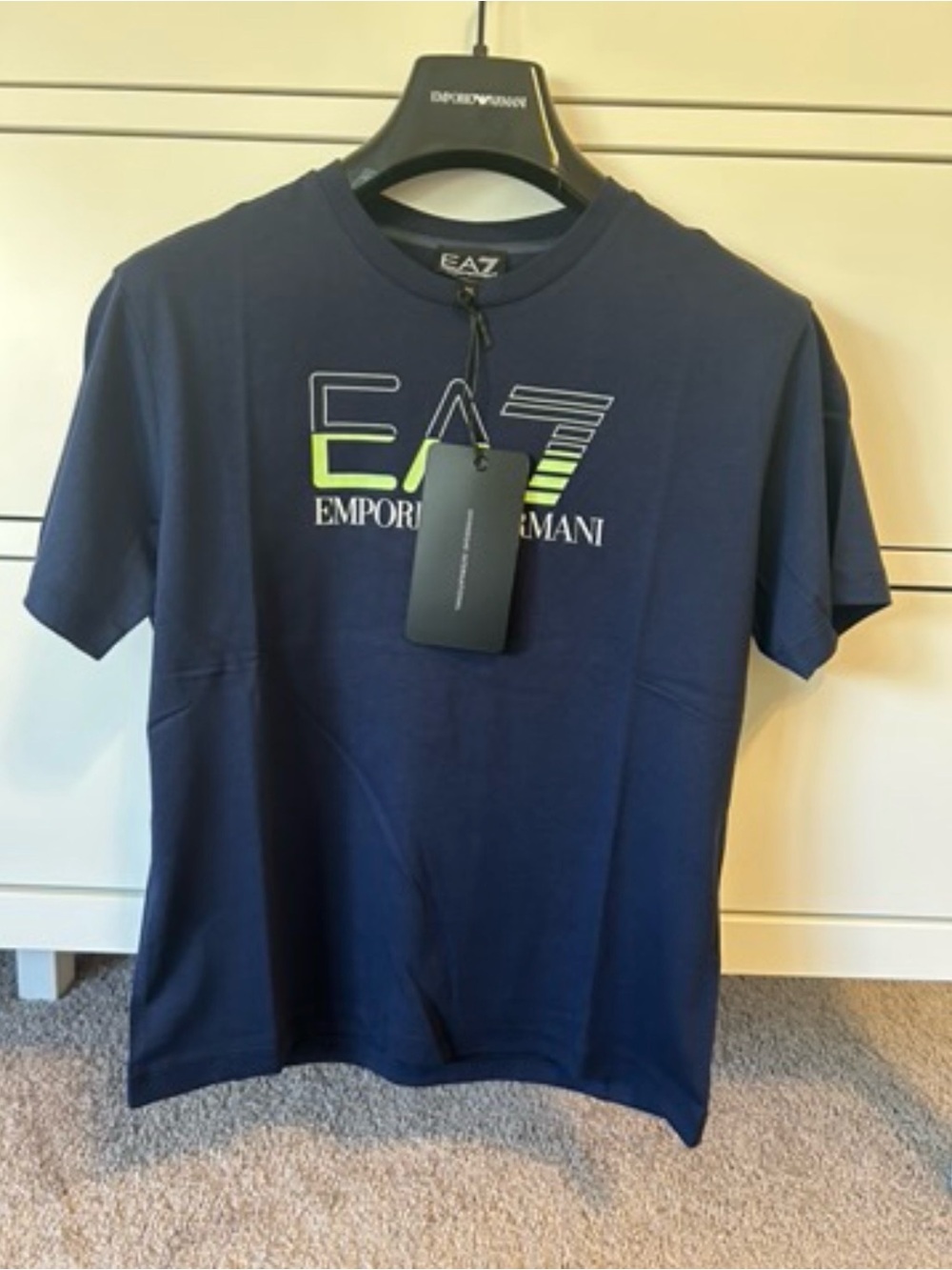 NWT EA7 Emporio Armani Boys Navy Blue Graphic T-Shirt Size 10Y / 140cm